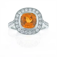 Platinum Spessartite and diamond ring