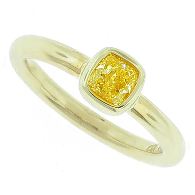 Cushion Cut Yellow diamond ring