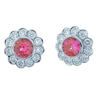 Pink sapphire and diamond earrings