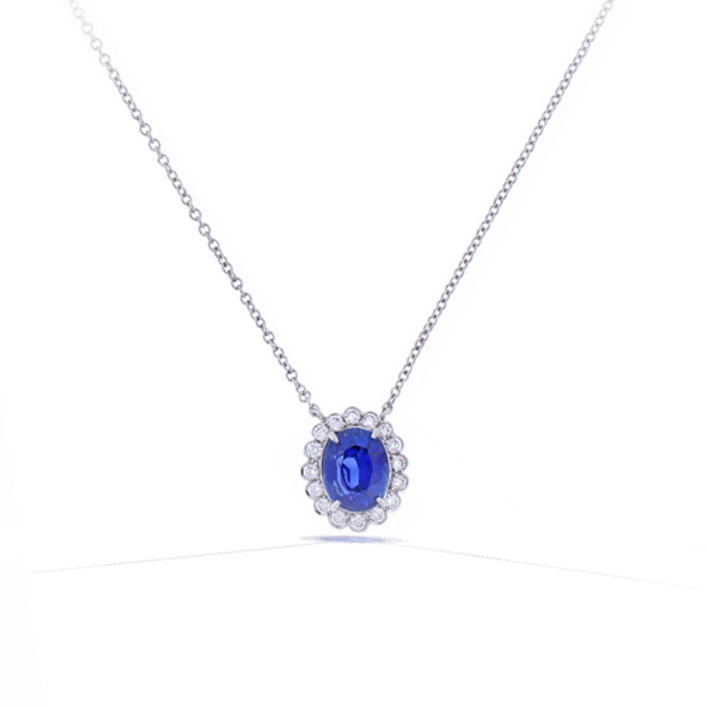 Oval Sapphire and Diamond Pendant