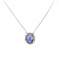 Oval Sapphire and Diamond Pendant