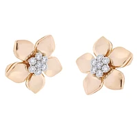 Pink Gold Diamond Flower Earrings