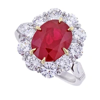 Oval Burma Ruby Cluster Ring