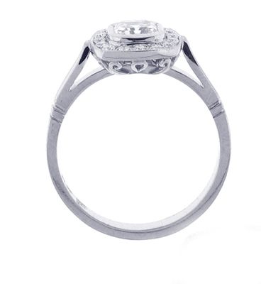 Asscher Diamond Halo Engagement Ring