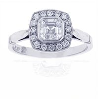 Asscher Diamond Halo Engagement Ring