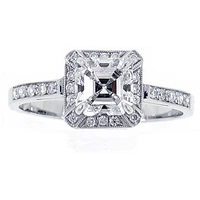 Asscher cut diamond engagement ring.