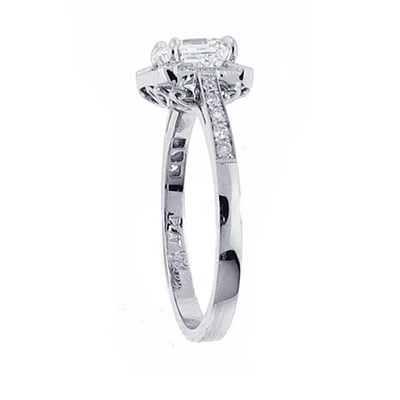 Asscher cut diamond engagement ring.