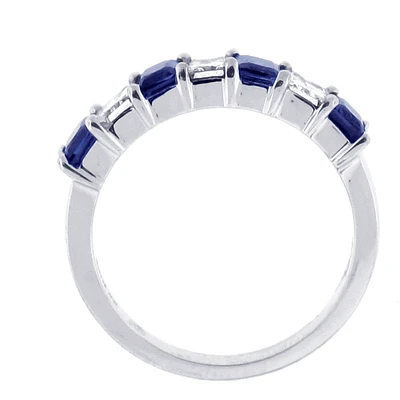 Radiant cut diamond and sapphire band-ring