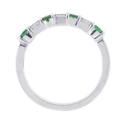 Emerald and diamond wedding band-ring