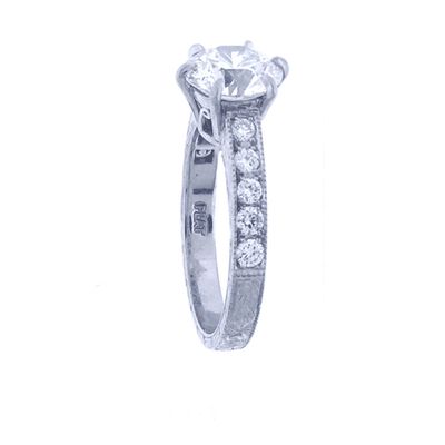 Cushion cut diamond cathedral solitaire