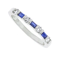 Platinum sapphire and diamond ring