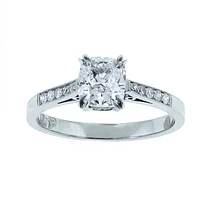 Cushion cut diamond cathedral solitaire