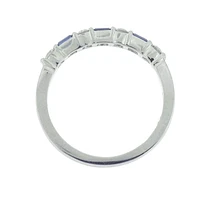 Platinum sapphire and diamond ring