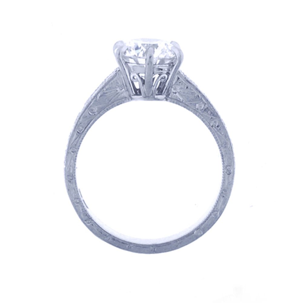 Cushion cut diamond cathedral solitaire