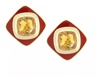 Leo De Vroomen Earrings Citrine and Enamel