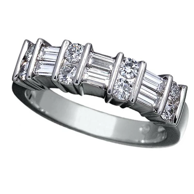 Platinum double row diamond band