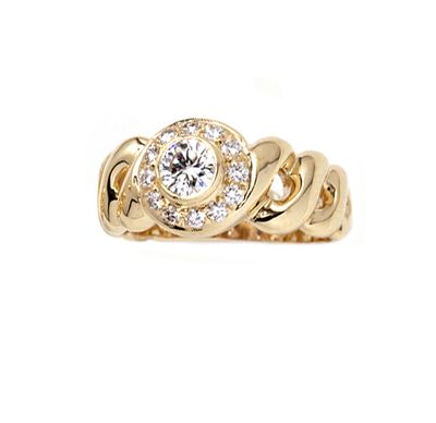 Twisted Shank Yellow Gold Diamond Ring