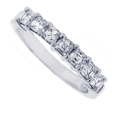 Asscher cut diamond wedding band