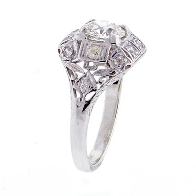 Vintage Filigree European Cut Diamond Ring