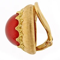 Buccellati Ox Blood Coral Gold Earrings