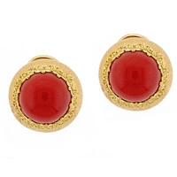 Buccellati Ox Blood Coral Gold Earrings