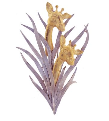 Buccellati Double Giraffe white and Yellow Gold Brooch