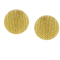 Large Buccellati Gold Herringbone Button Earrings