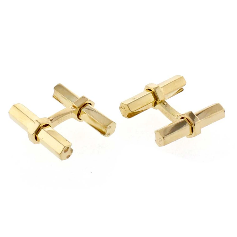 Cartier Interchangeable Hex Bar Gold Cufflinks