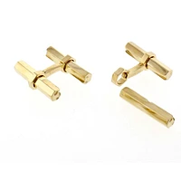 Cartier Interchangeable Hex Bar Gold Cufflinks