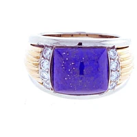 Van Cleef & Arpels Lapis and Diamond White and Yellow Gold Ring