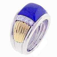 Van Cleef & Arpels Lapis and Diamond White and Yellow Gold Ring