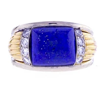 Van Cleef & Arpels Lapis and Diamond White and Yellow Gold Ring