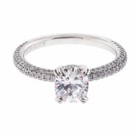 Three Row Micro-Pavé  Cushion Cut Diamond Ring