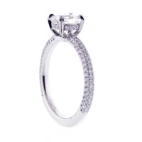 Three Row Micro-Pavé  Cushion Cut Diamond Ring