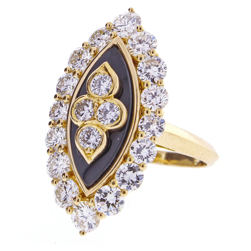 Van Cleef & Arpels Onyx Diamond Navette Shaped Ring