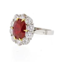 Oval Burma Ruby Cluster Ring