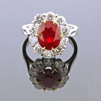 Oval Burma Ruby Cluster Ring