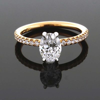 Pave Oval Diamond Engagement Ring