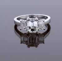 Emerald Cut Diamond Three-Stone Ring