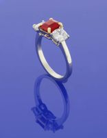 A.G.L. Burma Ruby and Diamond Thee-Stone Ring, by Pampillonia