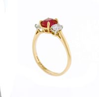 Burma Non Heated Ruby and Diamond Three-Stone Ring