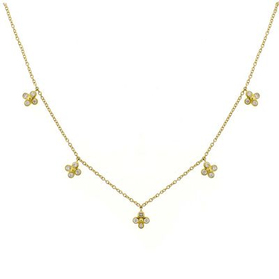 Diamond Clover 5 Station Drop Necklace, Pampillonia Jewelers