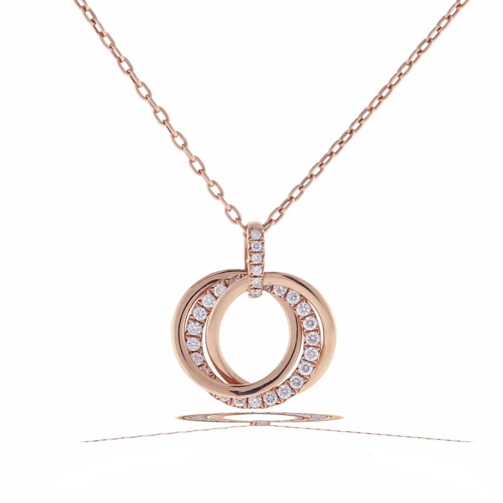 Three Circle Rose Gold Diamond Pendant