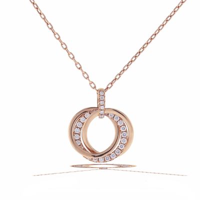 Three Circle Rose Gold Diamond Pendant