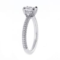 Three Row Micro-Pavé  Cushion Cut Diamond Ring