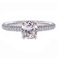 Three Row Micro-Pavé  Cushion Cut Diamond Ring