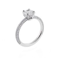 Three Row Micro-Pavé  Cushion Cut Diamond Ring