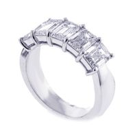 Five Emerald Cut  GIA Diamond Band Ring