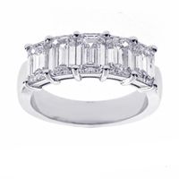 Five Emerald Cut  GIA Diamond Band Ring