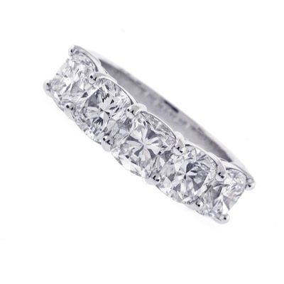 Cushion Cut Diamond Partway Band Ring